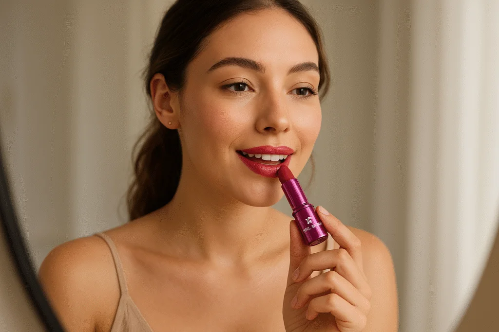 20250603_2146_Vibrant Lipstick Application_remix_01jwvn6cxfey6bwpswhgbep7c7 women using lipstick color